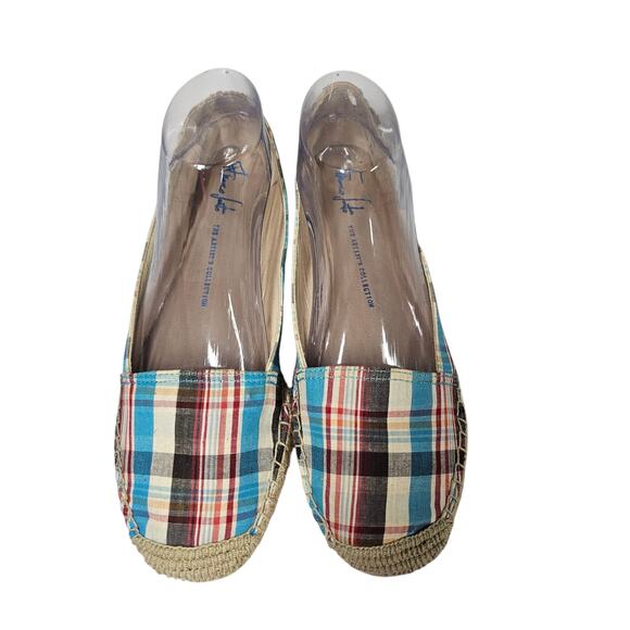 Franco Sarto Women's A-Whip Espadrille Flats Plaid Canvas 9.5M - Picture 1 of 8